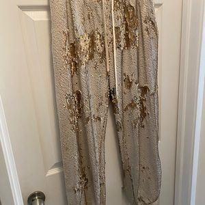 Sequin joggers, white/cream and gold reversible sequins!